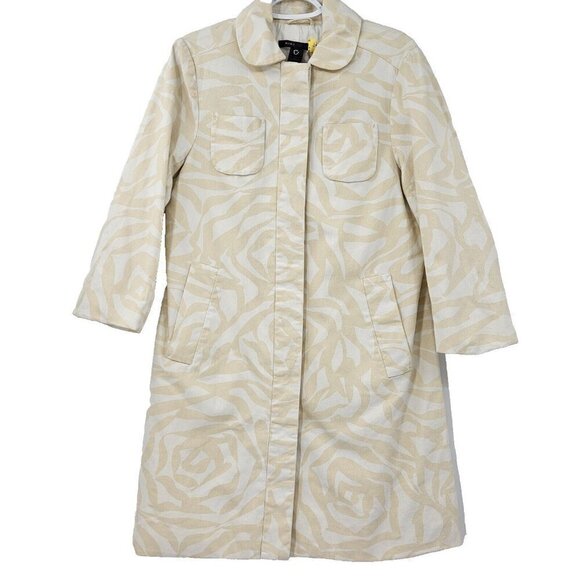 Marc Jacobs Zebra Print Longline Coat Jacket Yellow Beige & White Women's Size M - Picture 1 of 12
